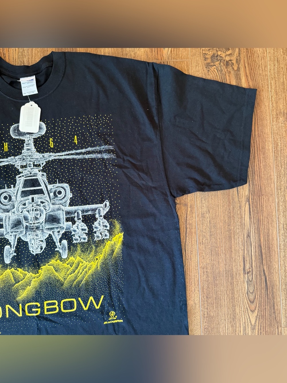 Vintage Military Mens Tshirt 64 Longbow Blackbird Helicopter Black Size 2XL - Picture 11 of 16